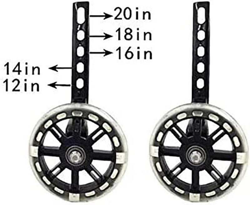 Takelablaze Bike Training Wheels Mute Flash Wheels Adjustable Bicycle Stabilizer Mounted Kit Compatible with Bikes of 12 14 16 18 20 Inch, 1Pair (Pink) - Image 2